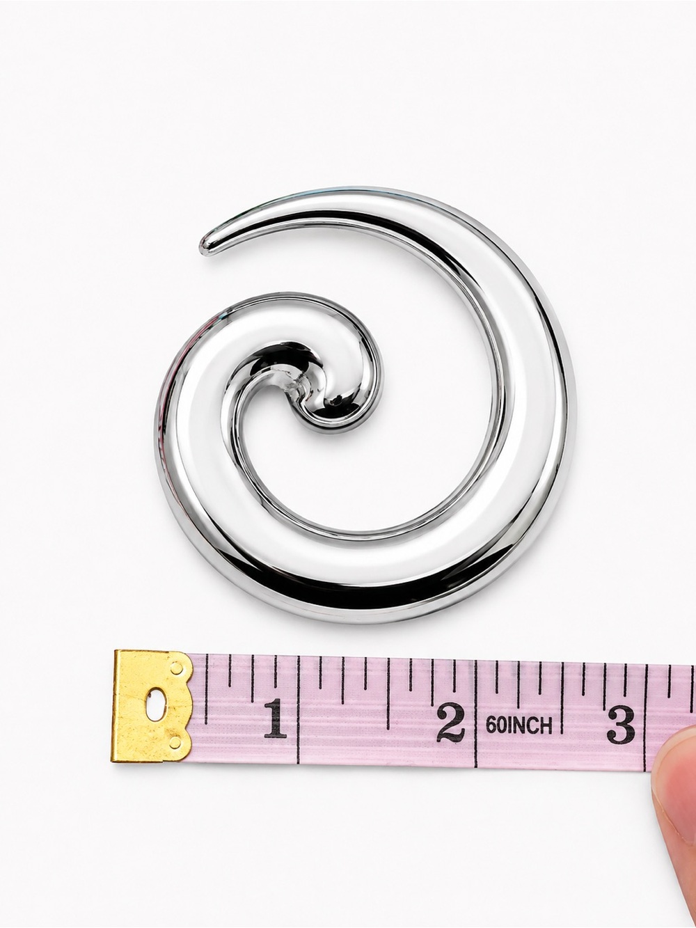 Large Silver Tone Spiral Swirl Pin NEW Modernist Sculptural - Picture 5 of 6